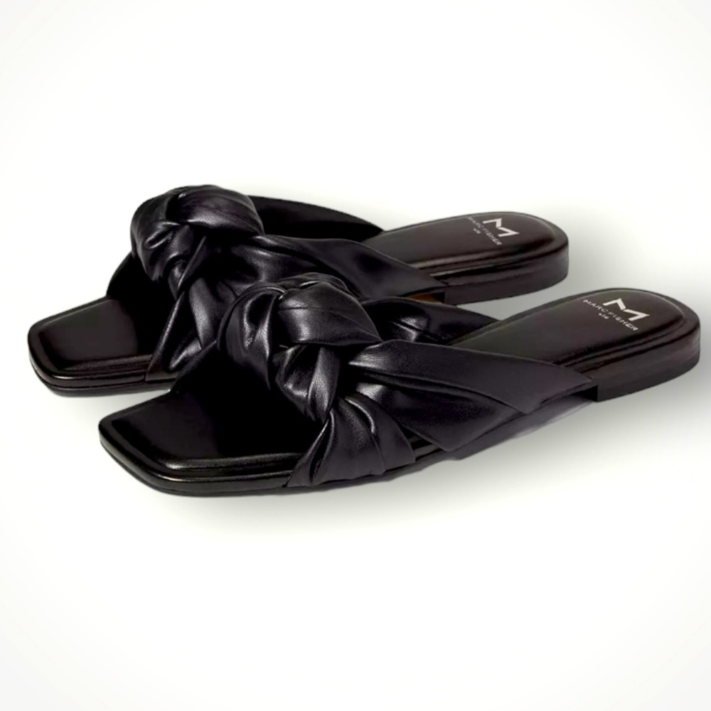 MARC FISHER Womens Black
Farisa Square Toe Slip On Leather Sandals size 5